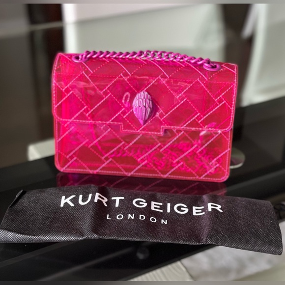 Kurt Geiger Hot Pink Clear Small Kensington Bag - Picture 2 of 6